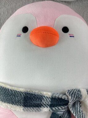 HugHug Pink Penguin Plushie With Scarf - Soft Cuddly Stuffed Toy Animal*NIP